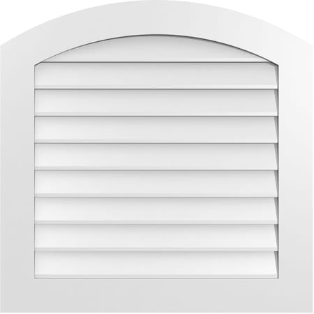 Ekena Millwork Arch Top Surface Mount PVC Gable Vent: Functional, w/ 3-1/2"W x 1"P Standard Frame, 32"W x 32"H GVPAR32X3201SF